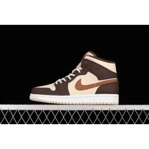 Wmns Air Jordan Air Jordan 1 1 Mid SE 'Cream Dark Chocolate'