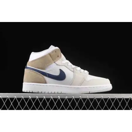 Air Jordan 1 Mid 'White Khaki Blue Air Jordan 1 Void'