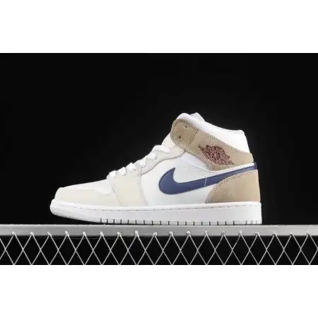 Air Jordan 1 Mid 'White Khaki Blue Air Jordan 1 Void'