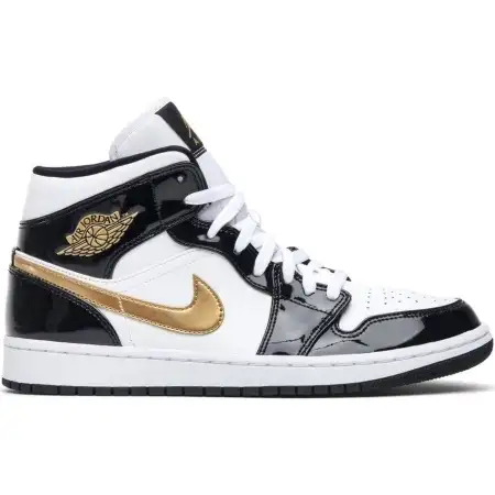 Air Jordan 1 Mid Patent 'Black Gold'